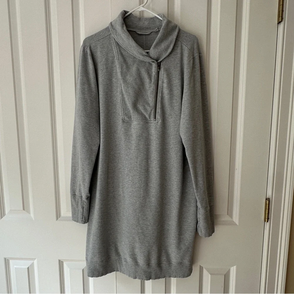 Athleta Tunic Sweatshirt with Cowl Neck and Half Zip Gray Size 1X - Picture 3 of 14